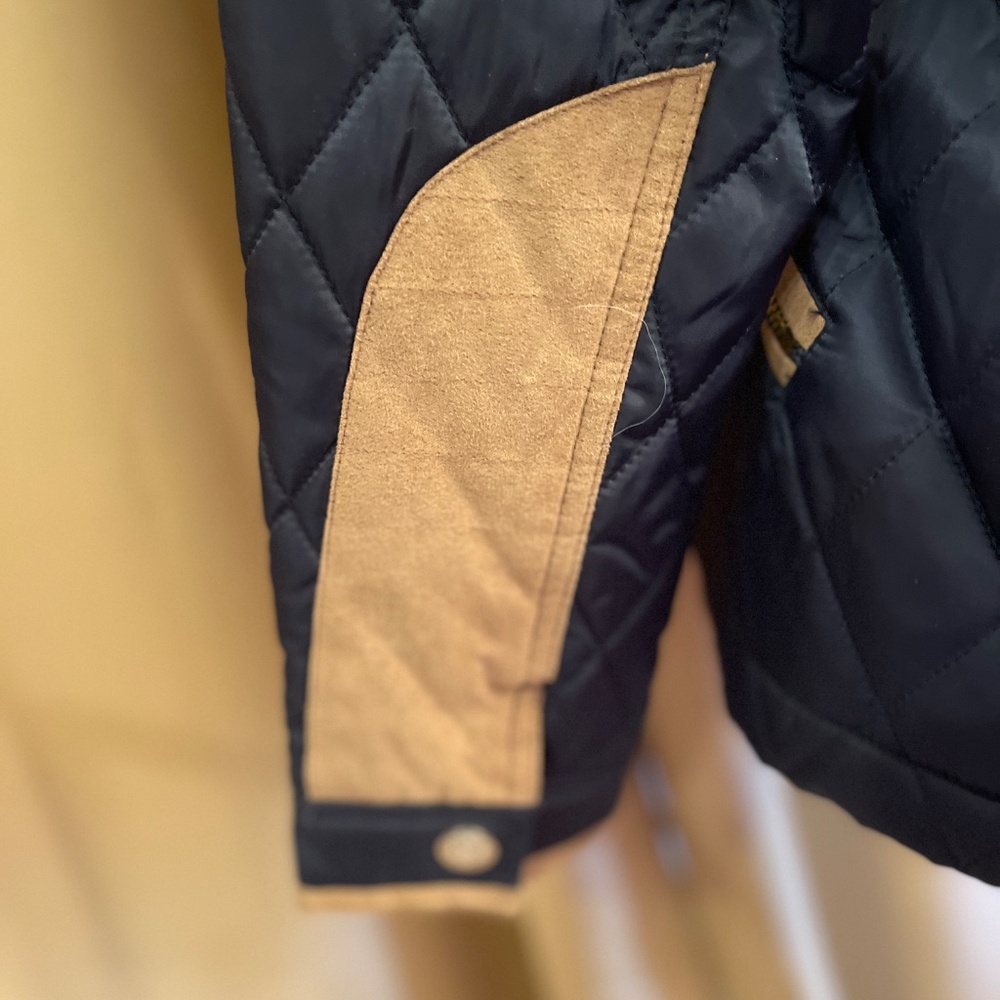 NEW! Vince Camuto Navy Blue and Tan Belted Jacket Size XS - Picture 11 of 15